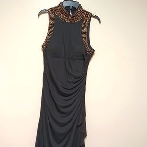 COPY - Betsy & Adam women's black formal gown. Size14.  Ruched lined with embel…